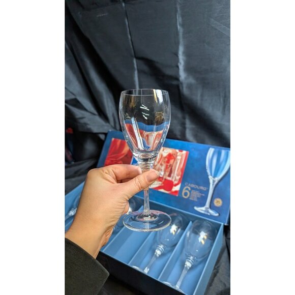 6 vintage Cristal D'arques box of six large red wine glasses 6 ounce - new - Picture 5 of 8